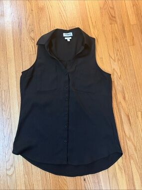 Express Black Sleeveless Button-Down Blouse